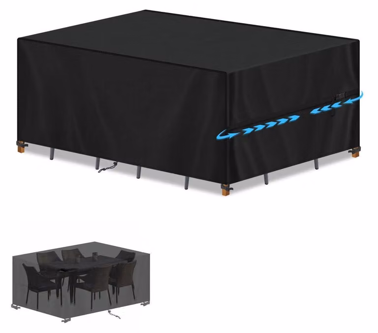 Copertura protettiva per mobili da giardino, dimensioni 150x80x70 cm, tessuto Oxford 420D, resistente ai raggi UV, impermeabile, colore nero