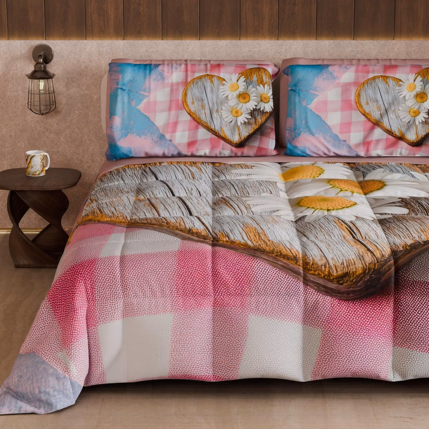 Piumino invernale in stile shabby chic, 270 x 260 cm, in microfibra, 300 g/m²