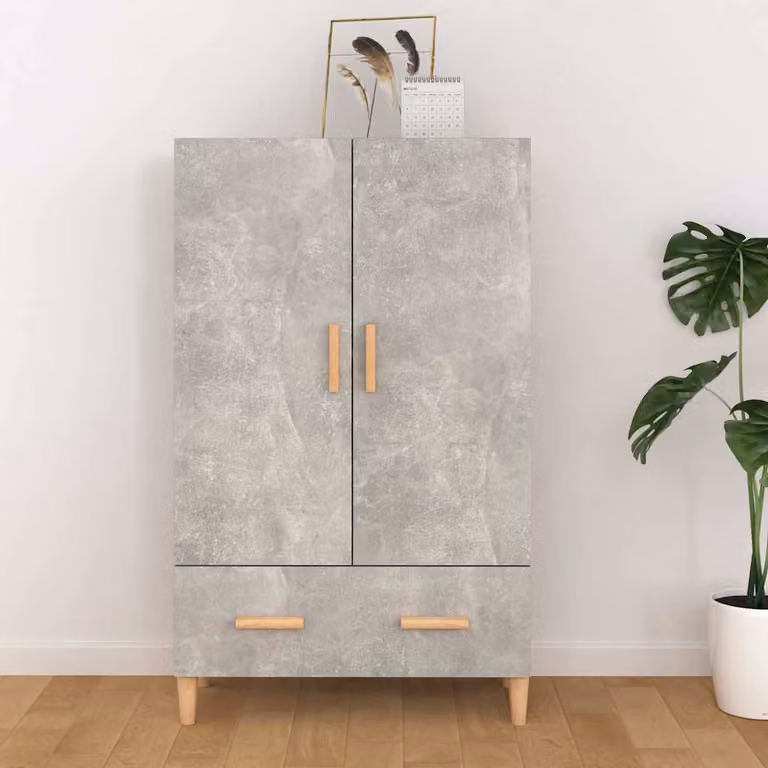 Credenza vidaXL in legno multistrato e MDF, colore grigio, L 70 cm x P 31 cm x H 115 cm