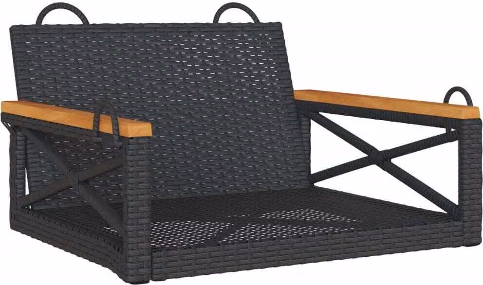 Panchina a Dondolo Nera 63x62x40 cm in Polyrattan