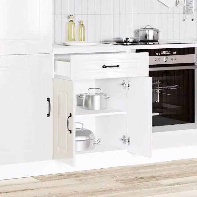 Mobile Base da Cucina Kalmar Design Mania Bianco Lucido in Legno Multistrato L: 81.5 cm, P: 46 cm, H: 60 cm