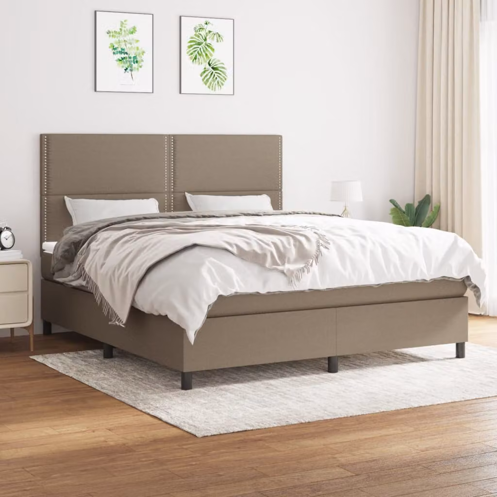 vidaXL Letto Ibrido con Giroletto a Molle e Materasso a Tasche in Tessuto, Colore Grigio e Beige, L/P: 180 x 200 cm