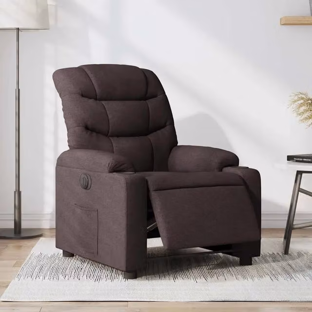 Poltrona Elettrica Reclinabile-Divano Sedia Marrone Scuro in Tessuto 637187