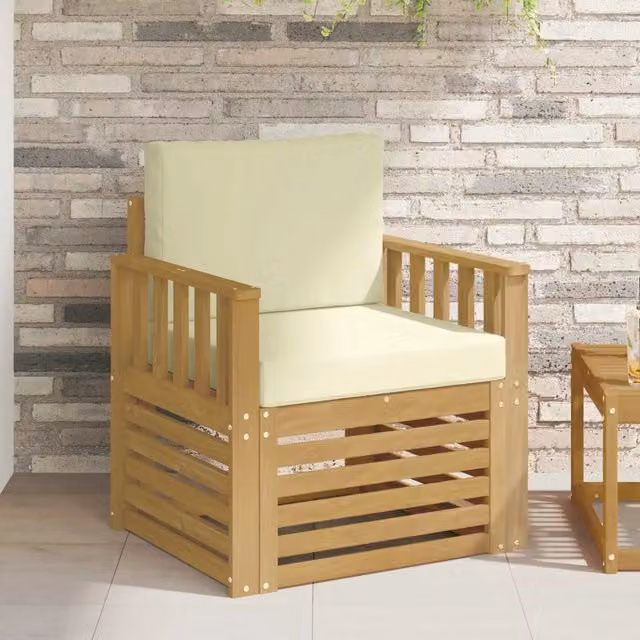 Set di 2 divani da esterno DESIGN IN in legno di acacia e poliestere bianco e beige