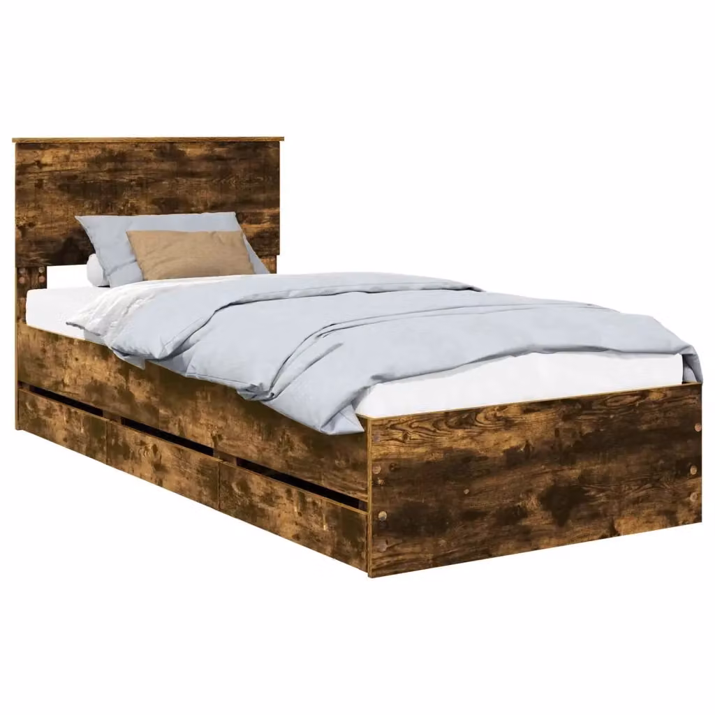 Struttura letto con cassetto vidaXL in legno Rovere fumé 90 x 190 cm – 2