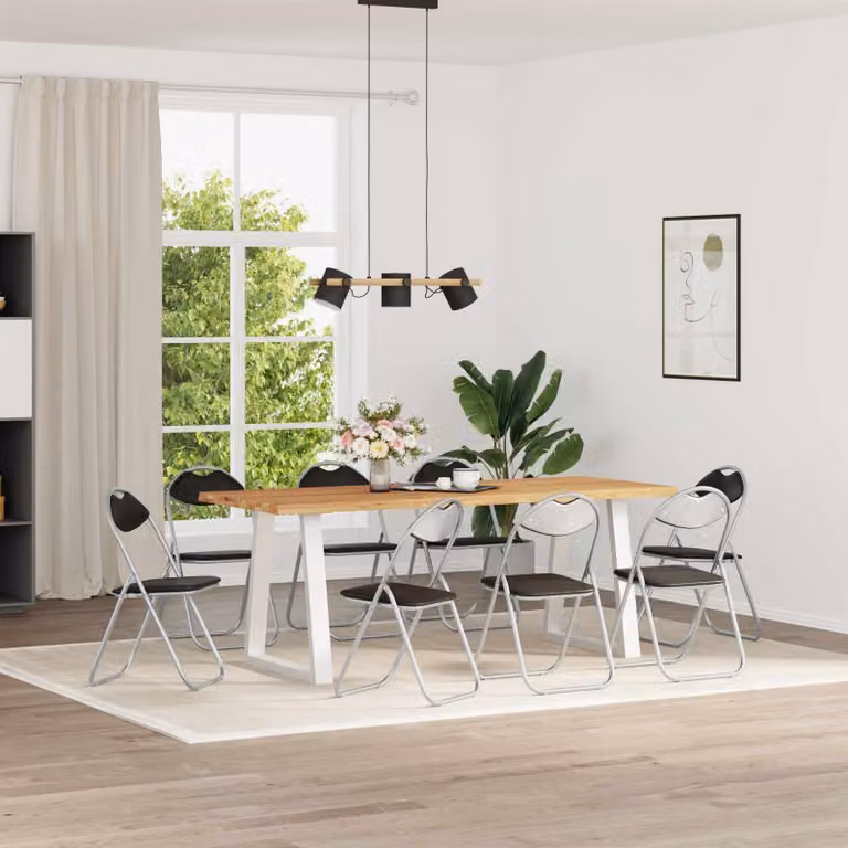 Set di 8 sedie pieghevoli vidaXL in pelle sintetica nero e grigio