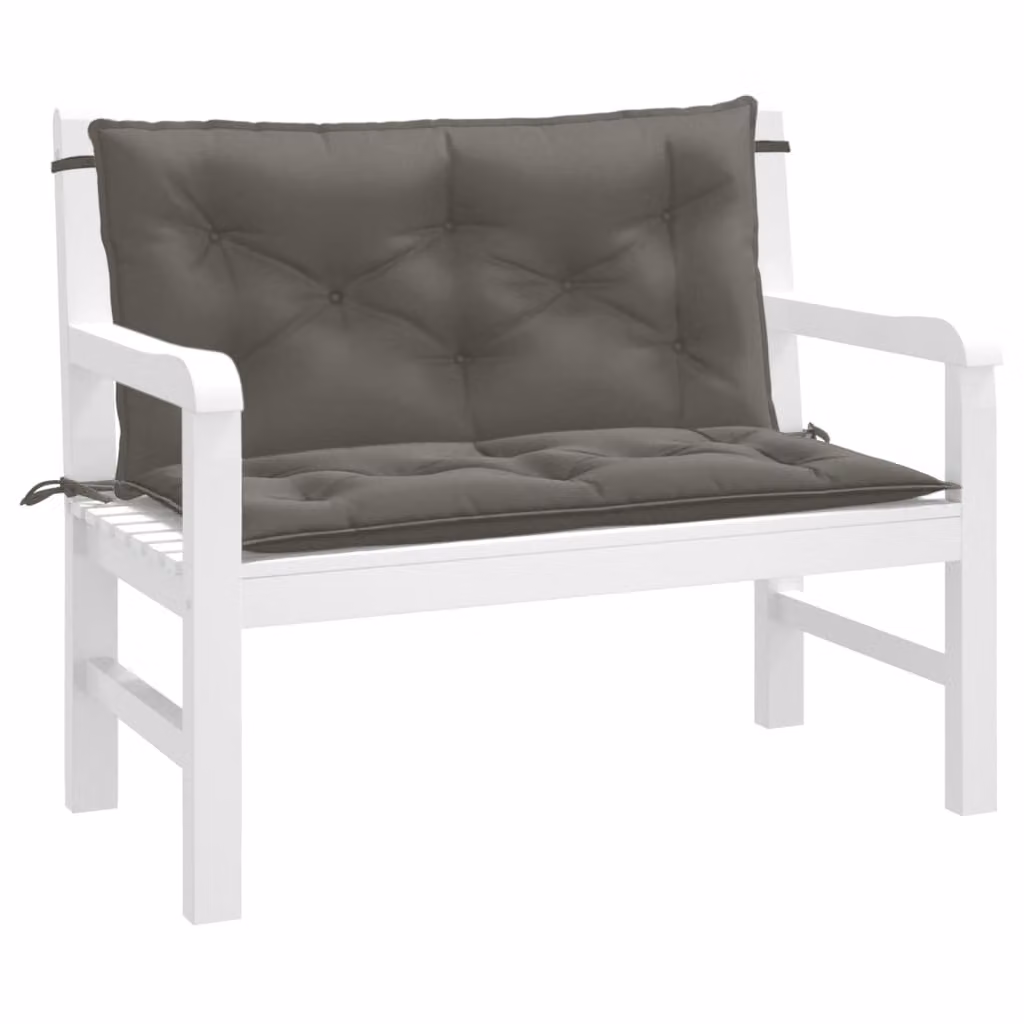Set di 2 cuscini per panca da giardino vidaXL in poliestere grigio, resistenti ai raggi UV e antiscivolo, L 100 cm x P 50 cm x H 7 cm