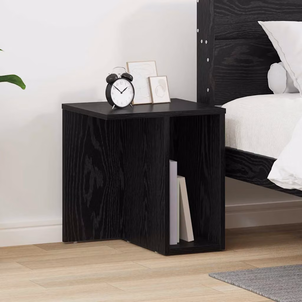 Tavolino moderno vidaXL in legno nero e rovere L/P/H: 37 x 32 x 40 cm