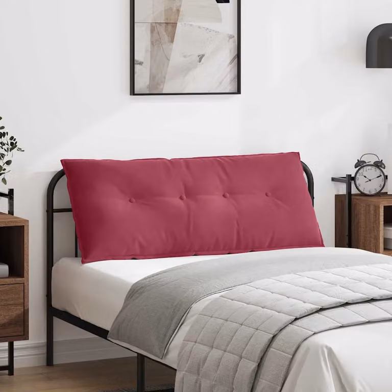Cuscino per schiena vidaXL in tessuto di velluto a coste rosso, L 120 cm x P 50 cm