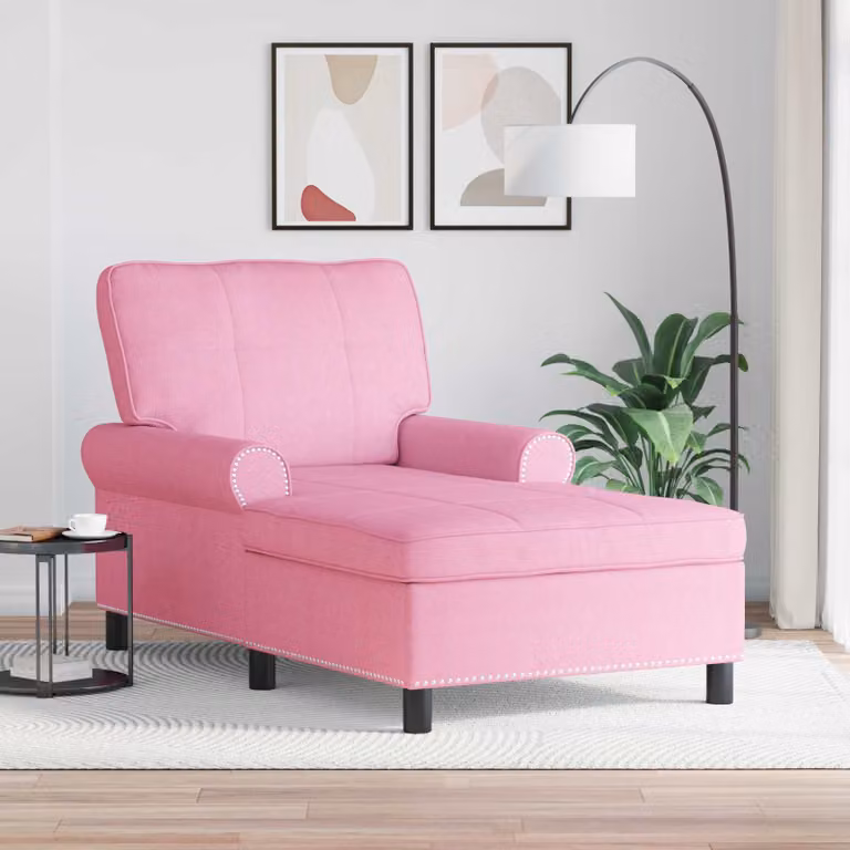 Chaise Lounge Moderna vidaXL in Tessuto Rosa con Rivestimenti Rimovibili L/P/H: 157 x 91 x 91 cm
