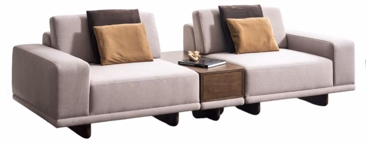 Beige Polstercouch Designer Wohnzimmer 3-Sitzer Stoffsofas Möbel
