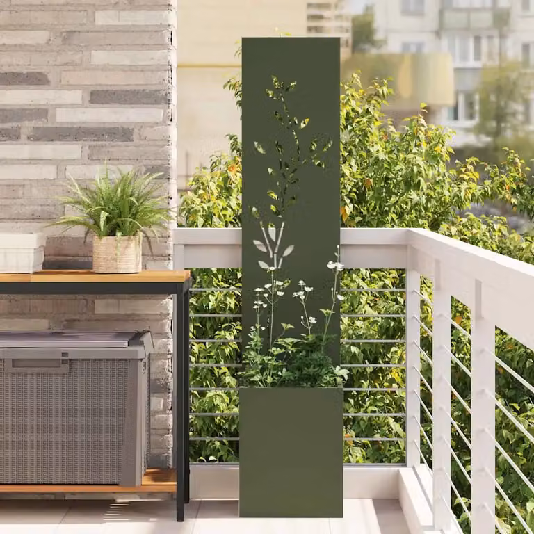 Paravent per privacy in giardino vidaXL Oliver, verde, in acciaio, L/P/H: 32 x 32 x 150 cm