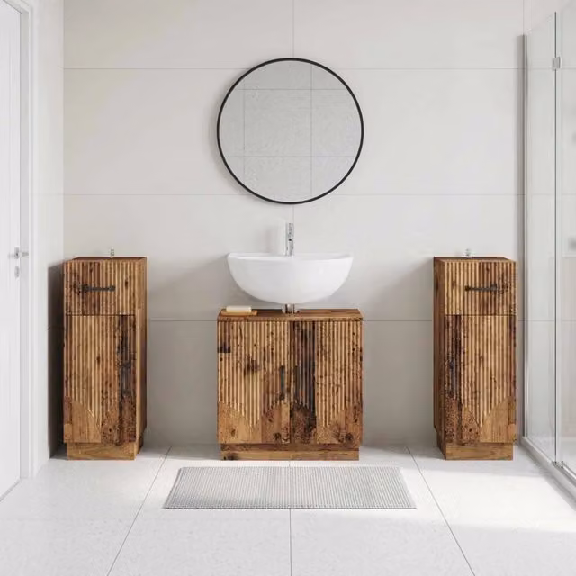 Set di armadietti da bagno in 3 pezzi HOORN Legno antico 3418042