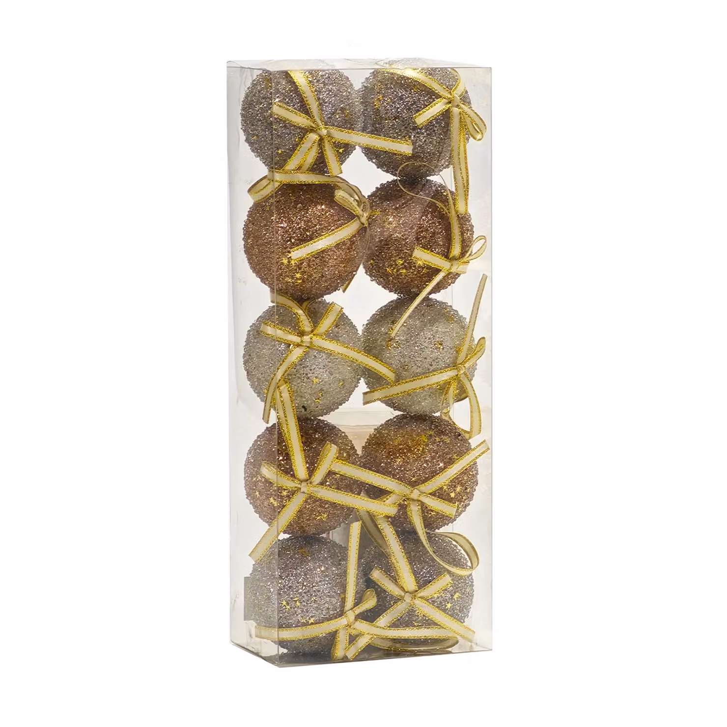 Set di 10 palline di Natale Vestiamo Casa in plastica, colore oro, diametro: 6 cm