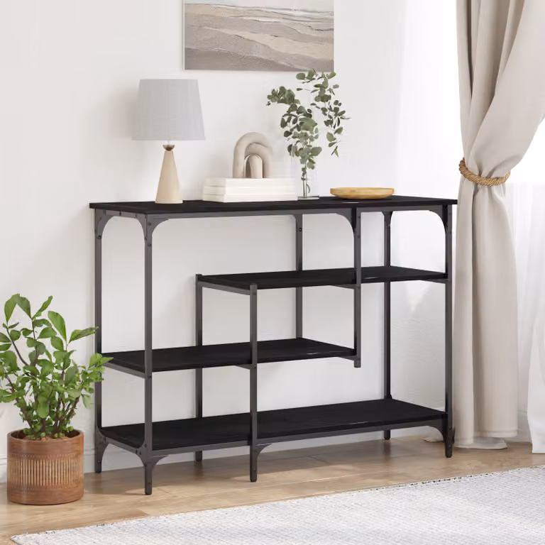 vidaXL Tavolo Console in Stile Industriale Nero L: 100 cm, P: 35 cm, H: 75 cm