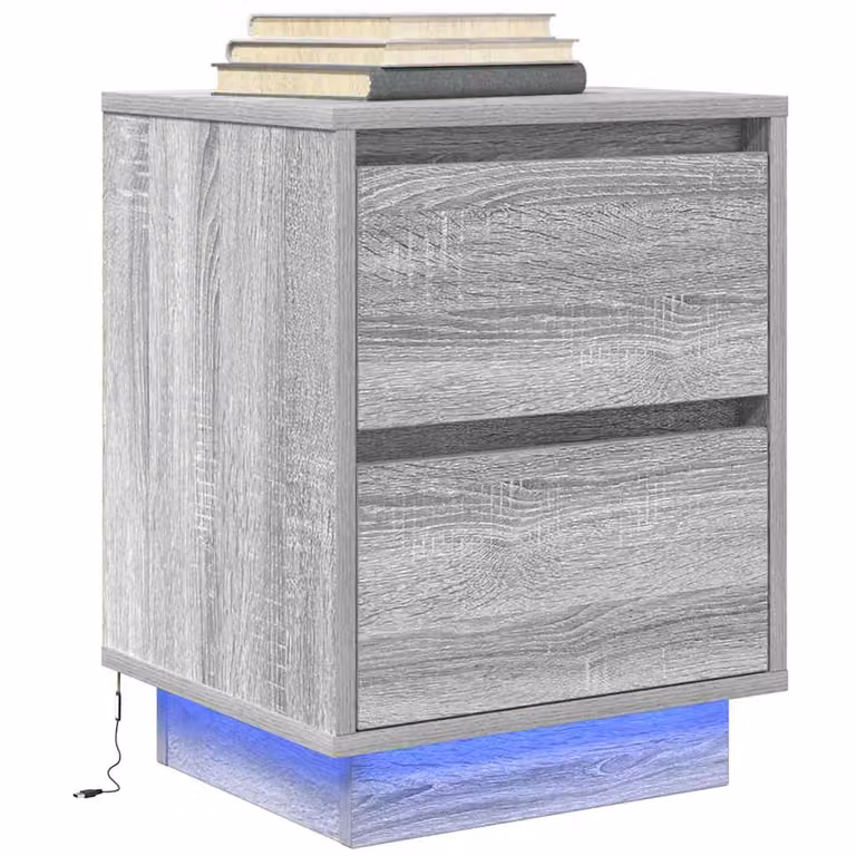 Comodino moderno con luci LED vidaXL in MDF Grigio e Marrone L/P/H: 38 x 34 x 50 cm