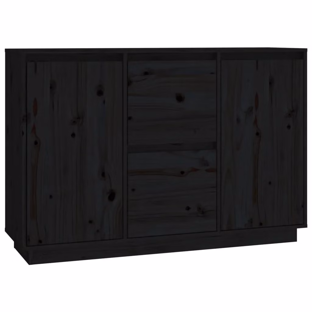 Credenza in legno massello di pino nera stile rustico vidaXL L/P/H: 111 x 34 x 75 cm – 2