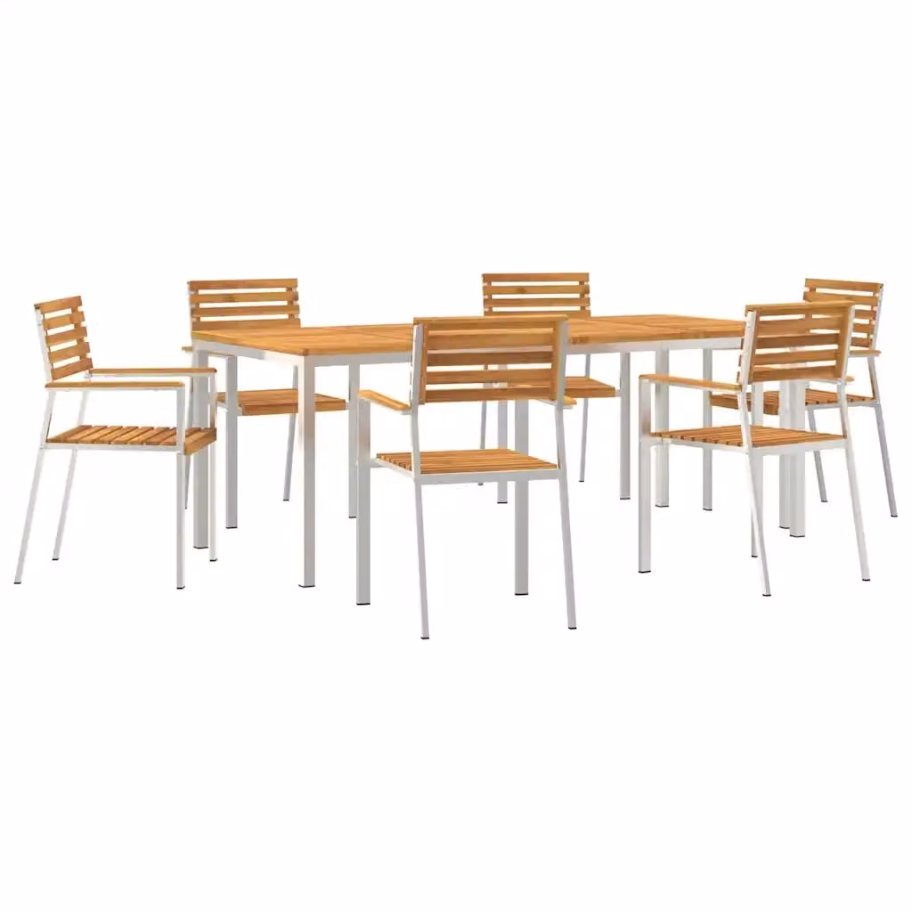 Set da pranzo per giardino e terrazzo vidaXL in legno di acacia marrone composto da 7 pezzi – 2