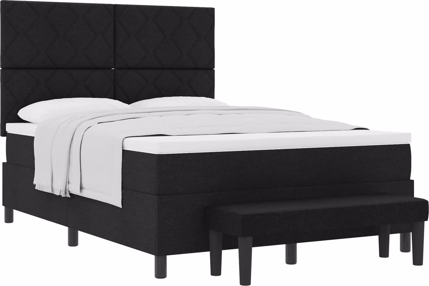 Letto a molle con materasso Nero 160 x 200 cm Tessuto
