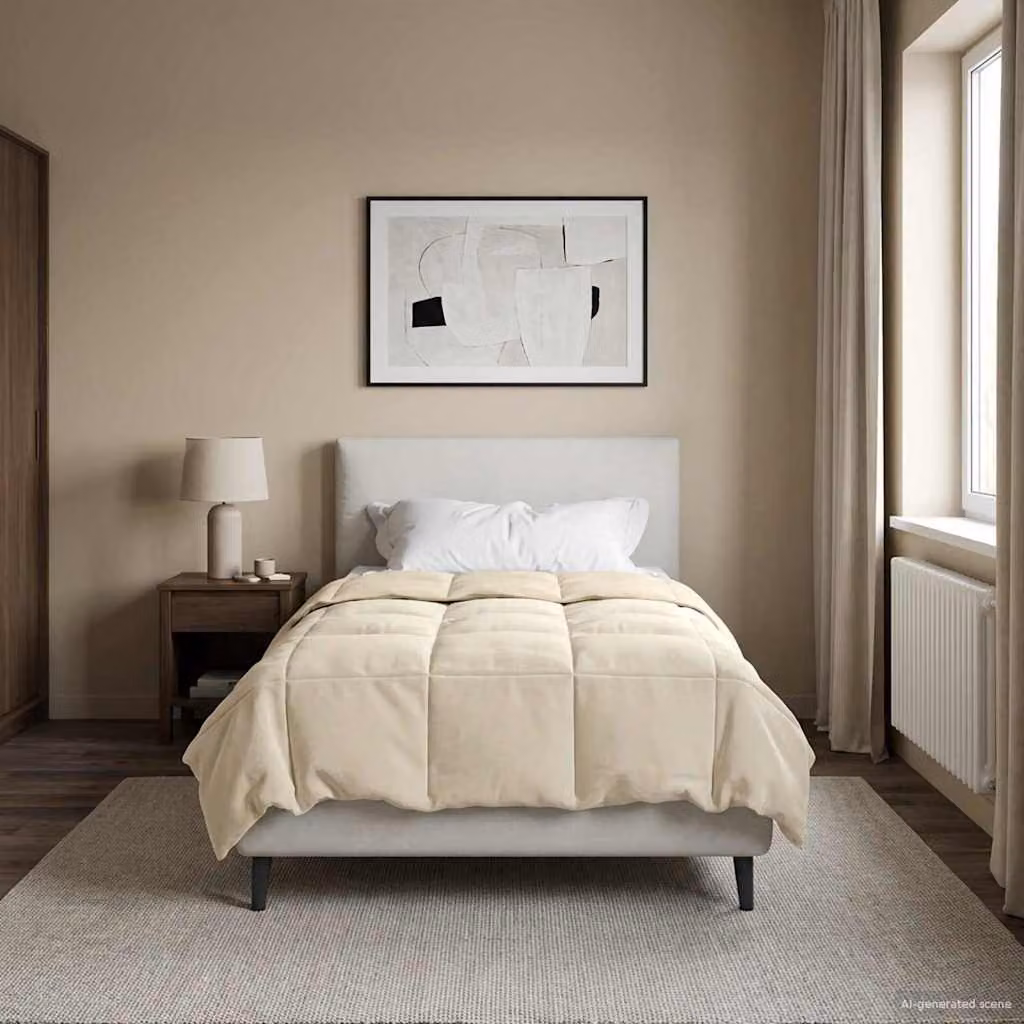 Piumino estivo reversibile vidaXL in microfibra traspirante, Beige, L 140 x P 220 cm