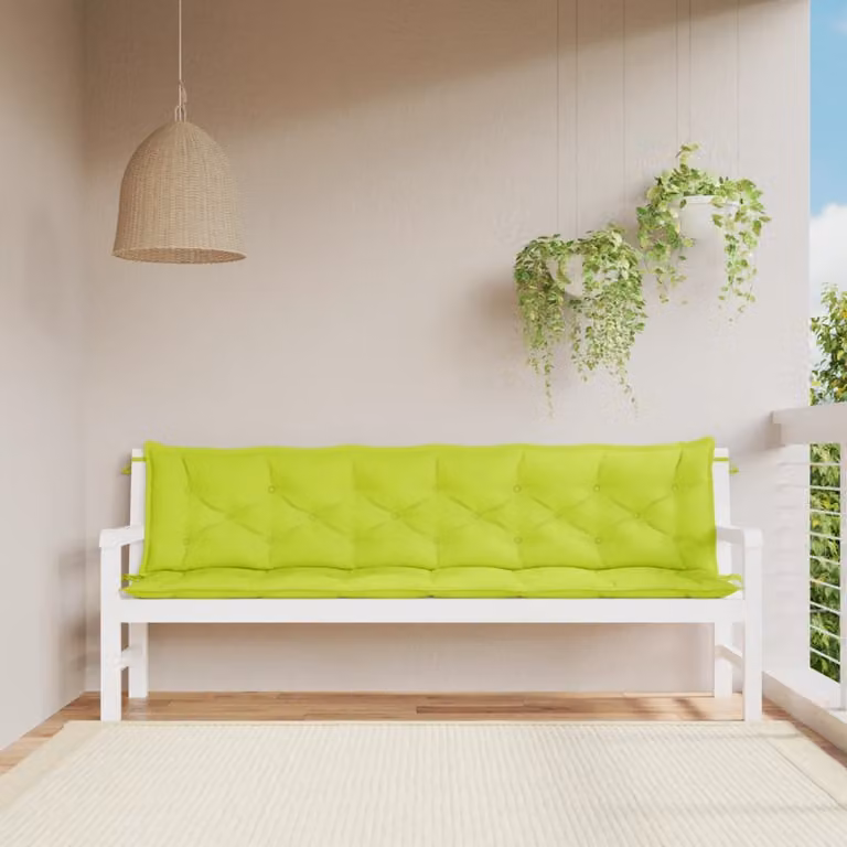 Set di 2 cuscini per panca vidaXL in tessuto Oxford verde, impermeabili e traspiranti, L 200 cm x P 50 cm x H 7 cm