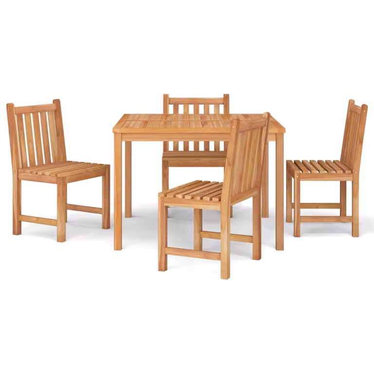 Set da Pranzo per Giardino 5 pz in Legno Massello di Teak