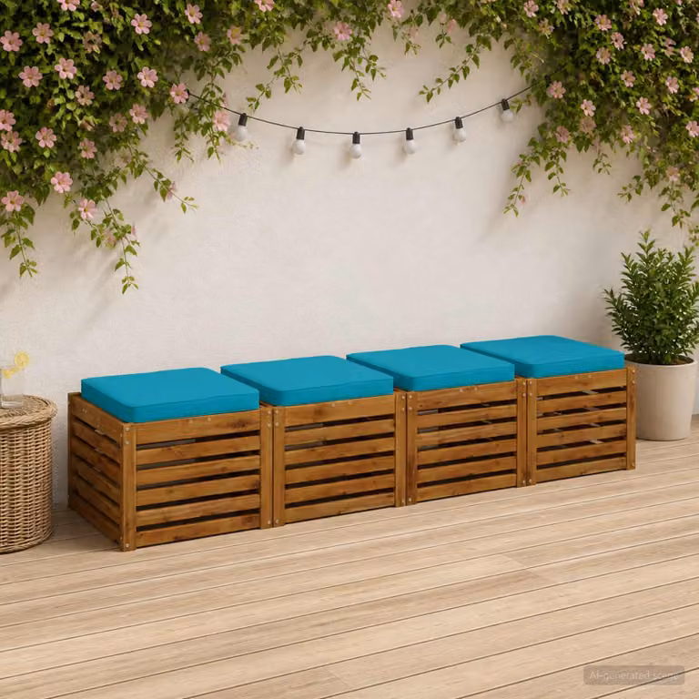 Set di 4 cuscini per sedia vidaXL in poliestere con imbottitura in schiuma, colore turchese e blu, design moderno e quadrato