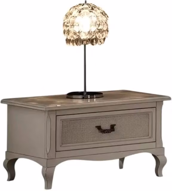 Comodino con 1 cassetto in legno e paglia di Vienna stile shabby chic bianco Mobili 2G L: 62 cm, P: 43 cm, H: 41 cm – 3
