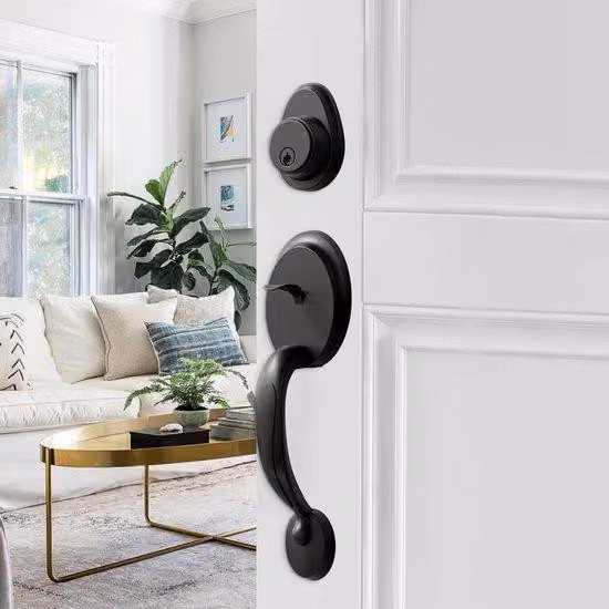 Set serratura per porta da notte, serratura singola, nero opaco