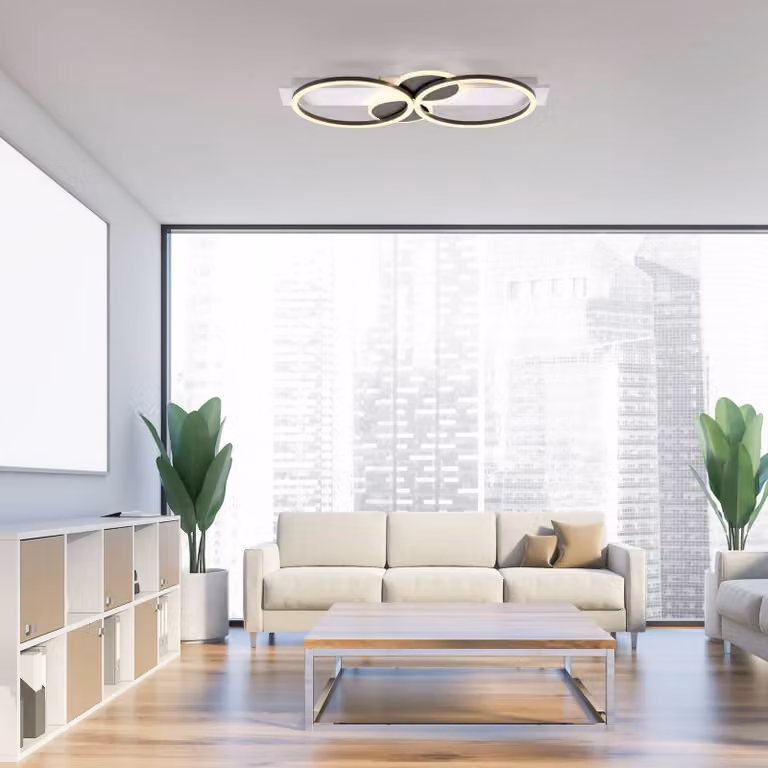 JUST LIGHT. GmbH Plafoniera soffitto Trooper, Bianco / Opale, Soggiorno / Sala da pranzo, Metallo, Moderno, Plafoniera