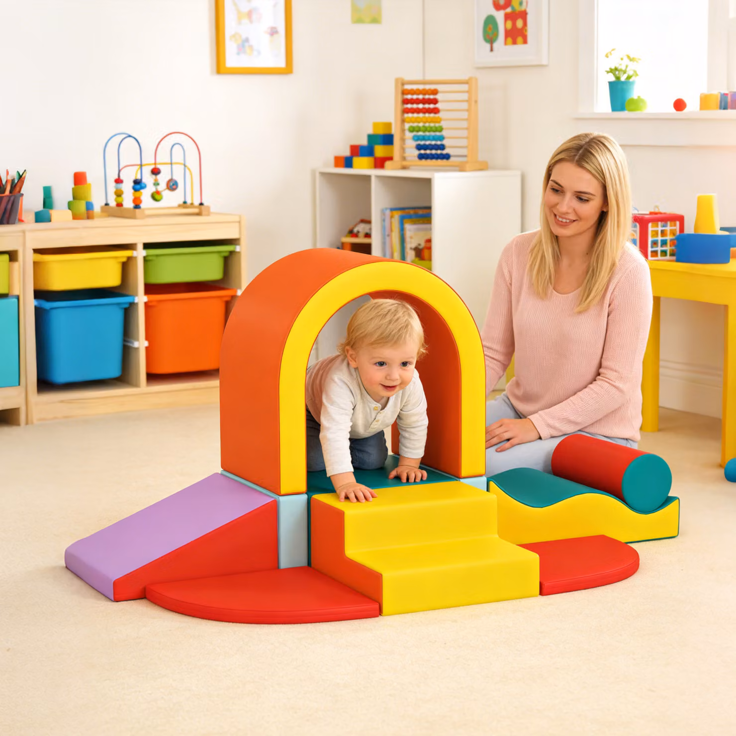 AIYAPLAY Set di 10 Pezzi Percorso di Motricità per Bebè in Schiuma EPE con Rivestimento in PU, Multicolore – 2