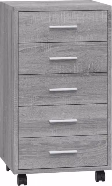 Mobiletto con cassetti e rotelle 33 x 38 x 63 cm moderno e flessibile spazio contenitivo legno composito grigio 02_0047080