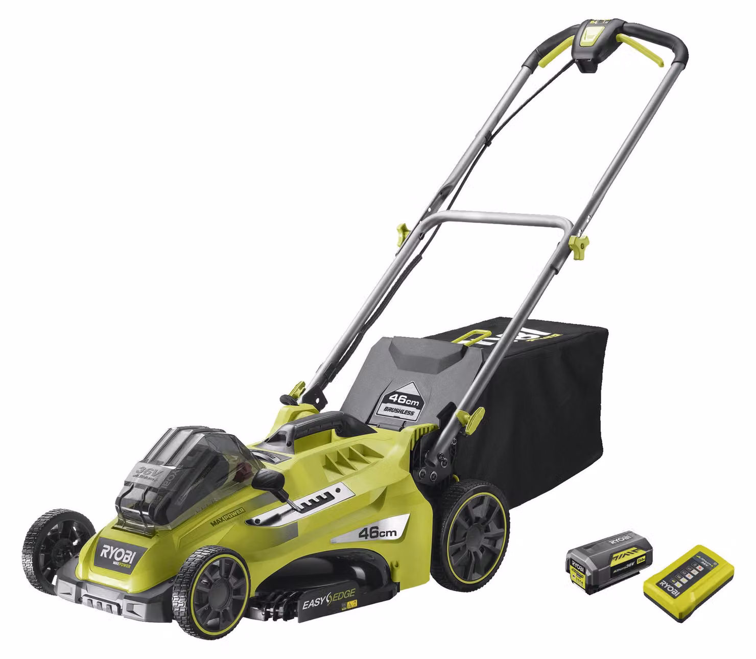 Ryobi RLM36X46H50PG Batteria per tosaerba senza spazzole, 36 V, 46 cm, 20-70 mm, Kit 5,0 Ah