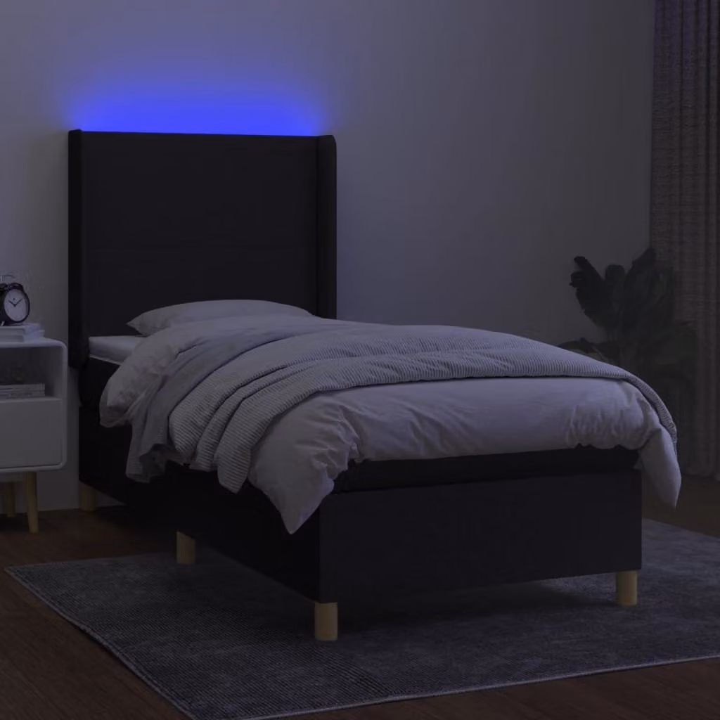 Maison Exclusive - Letto a Molle con Materasso e LED Nero 90x200 cm in Tessuto