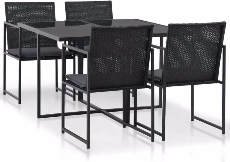Maison Exclusive - Set da giardino da 5 pezzi con cuscini, in rattan sintetico nero