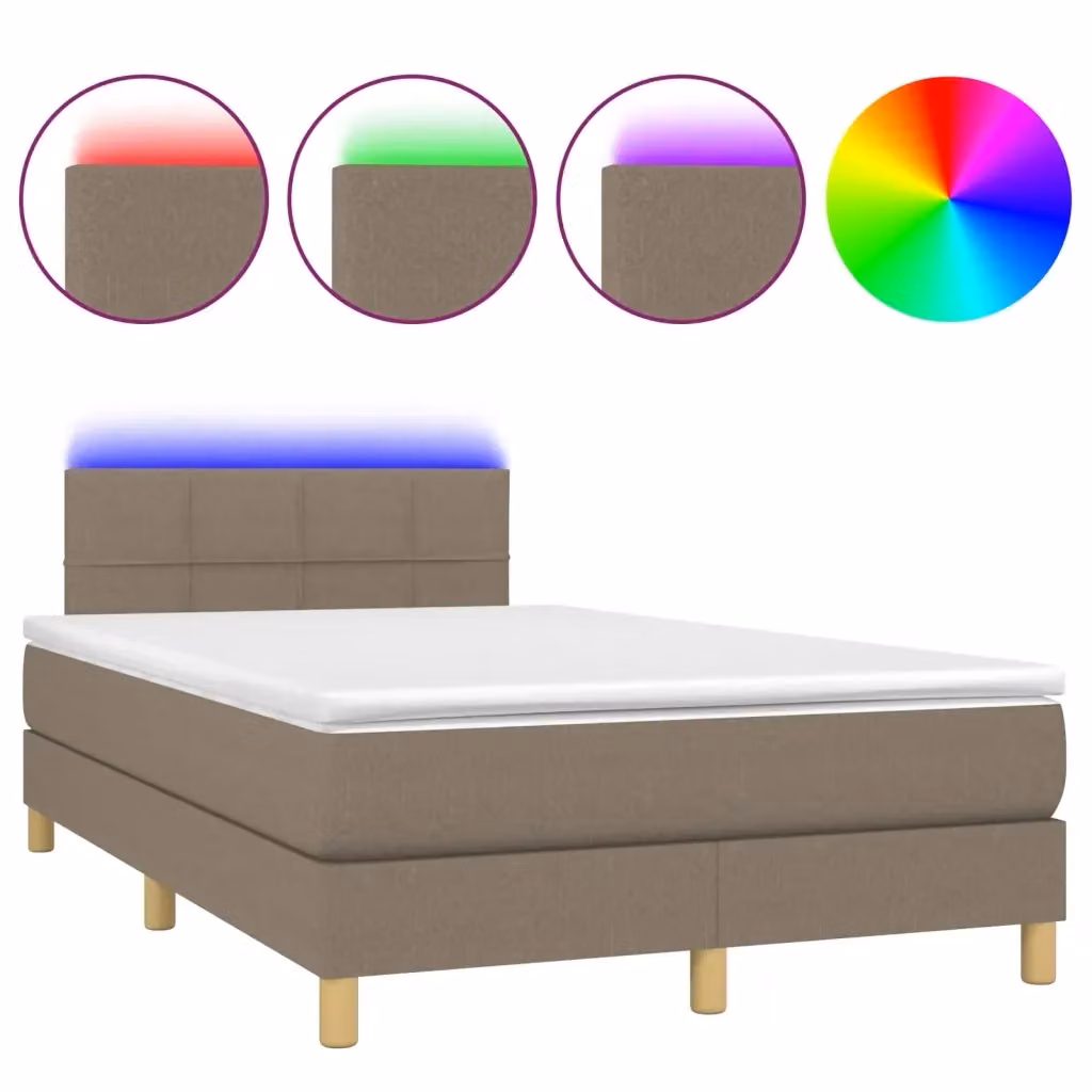 Letto Ibrido con Materasso e Illuminazione LED vidaXL in Tessuto Beige e Grigio L/P/H: 120 x 200 cm – 2