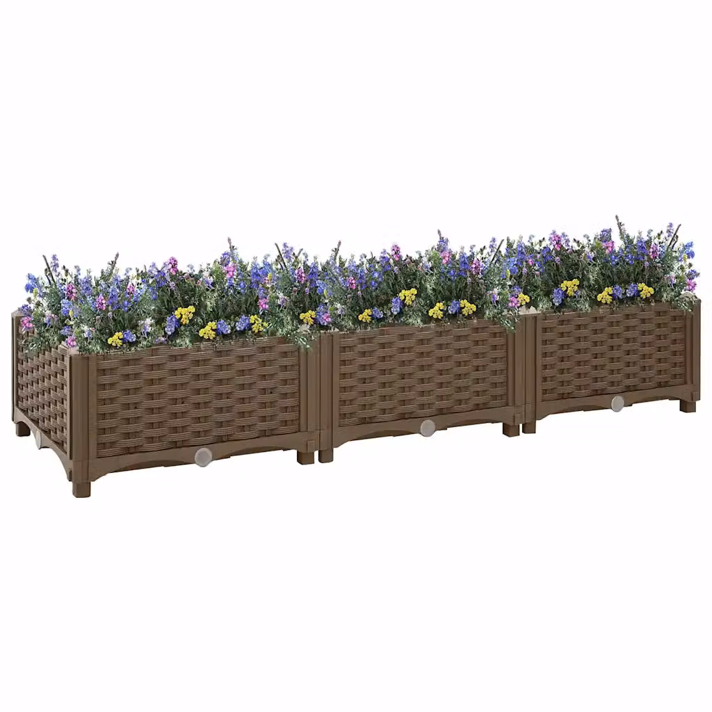 Fioriera Rialzata vidaXL in Polipropilene Marrone L/P/H: 120 x 40 x 23 cm