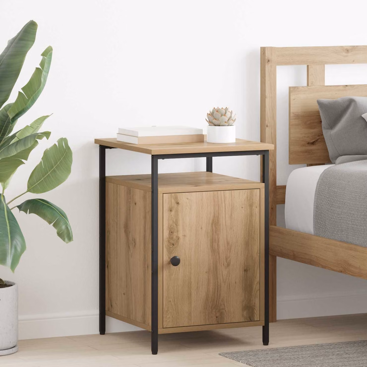 Set di 2 armadi da notte vidaXL in stile moderno color marrone, L/P/H: 40 x 42 x 60 cm