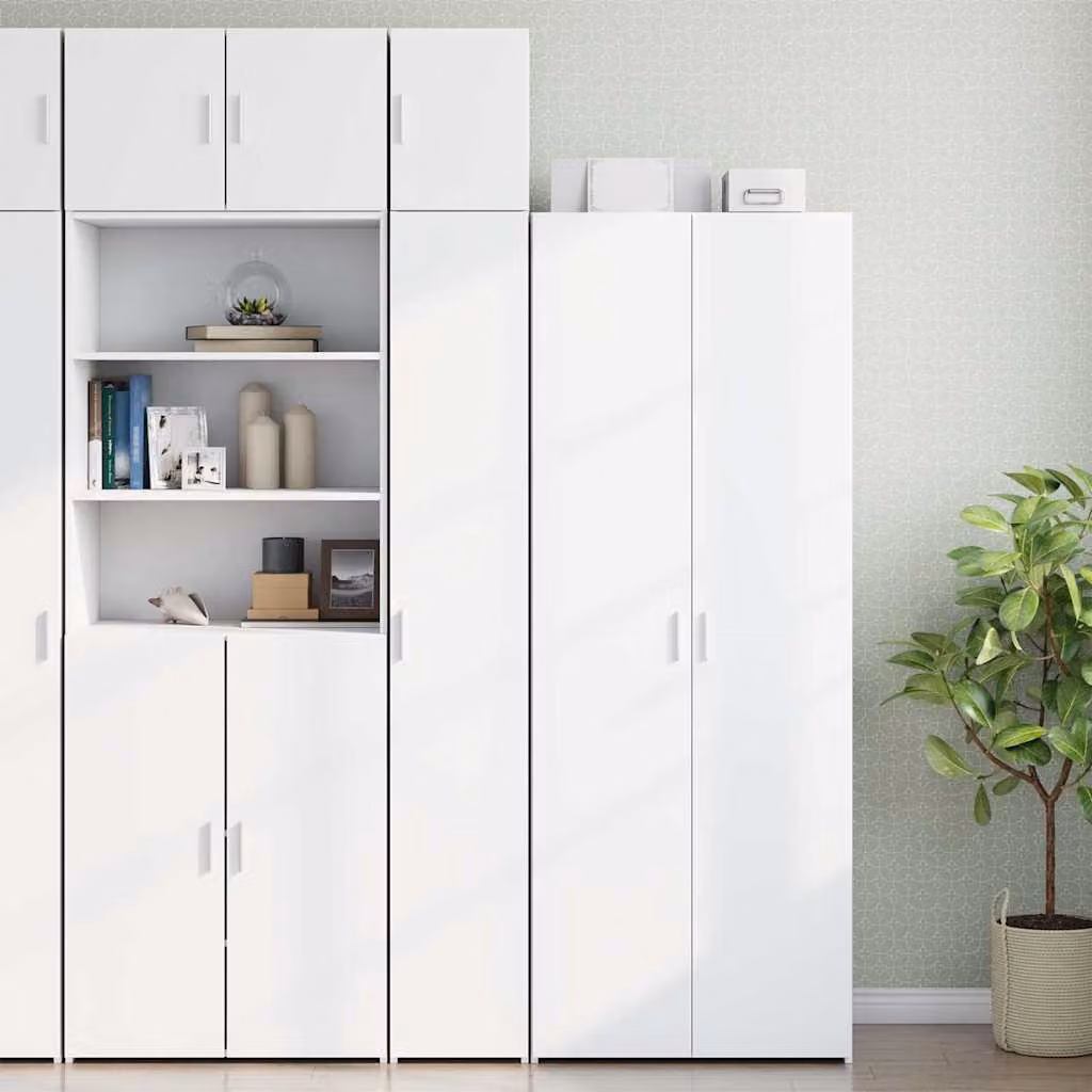 Mobile Sottile vidaXL Bianco con Ante a Battente in MDF, L/P/H: 30 x 42,5 x 225 cm