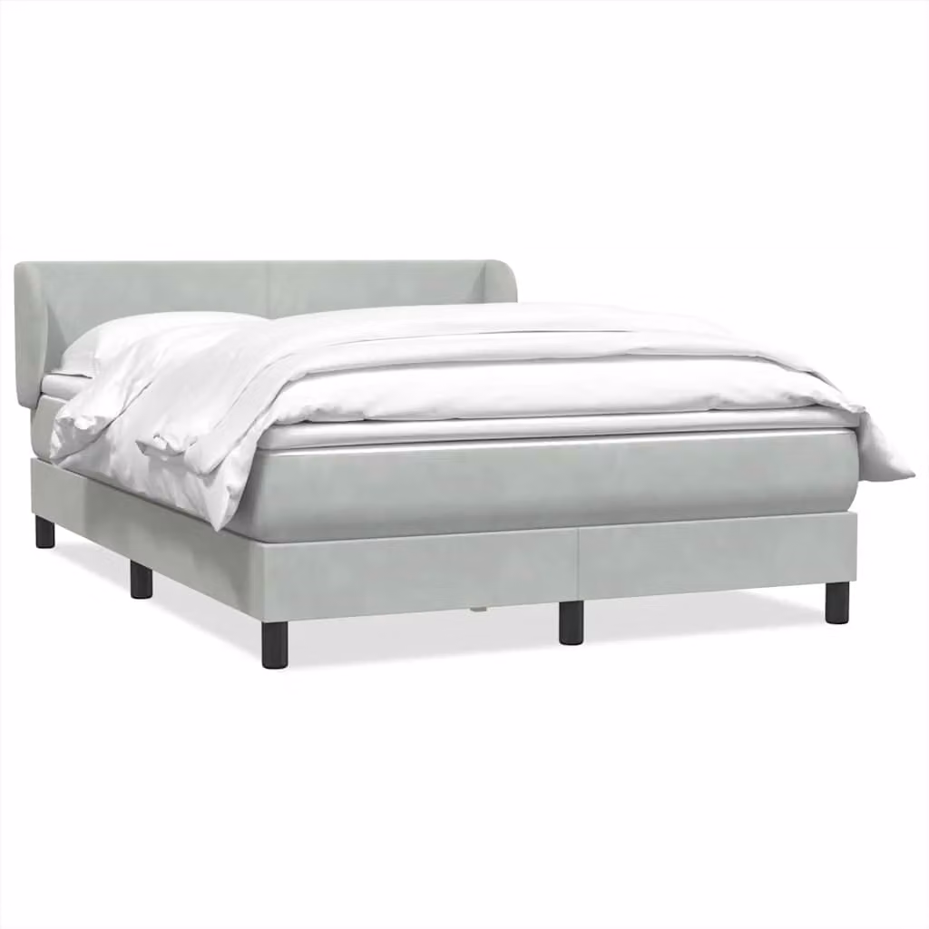 vidaXL Letto Ibrido con Giroletto a Molle e Materasso in Velluto Grigio Chiaro L: 163 cm, P: 213 cm