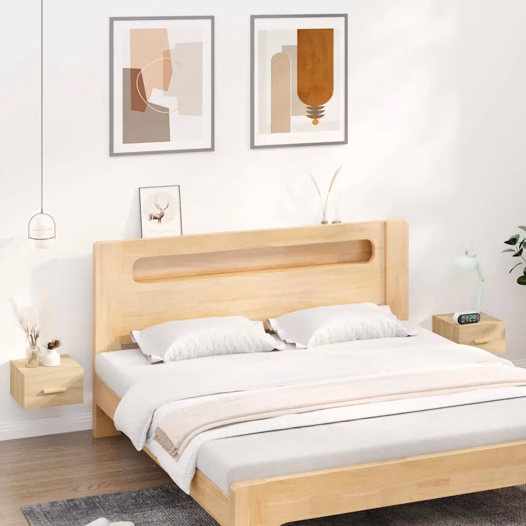 Set di 2 comodini da muro vidaXL in rovere, L 35 x P 35 x H 20 cm