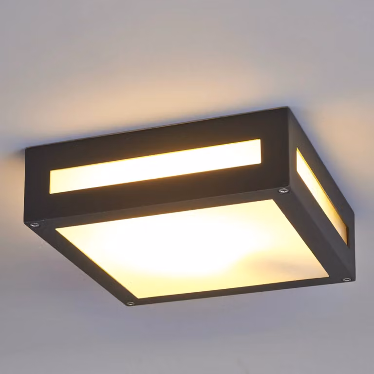 Lampada da soffitto Nerea, angolare, per esterni NEREA Lucande, Nero, Alluminio, Moderno, Plafoniera