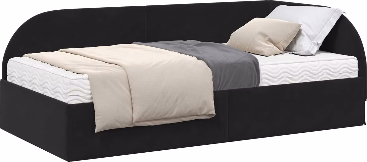 Struttura Letto Angolare con Materasso 2 pcs Nero Velluto