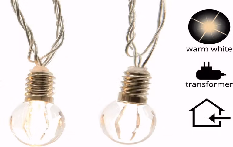 Ghirlanda luminosa a LED con lampadine bianco caldo e cavo trasparente 3,80 m