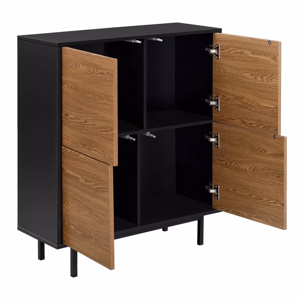 Cassettiera Gnosjö IKEA con 4 ante, mobile contenitore nero con effetto legno scuro, L: 93 cm, H: 80 cm, P: 30 cm – 2