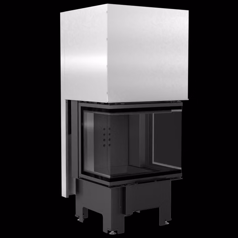 Inserto per caminetto KRATKI NBC 600/400 9 kW Ø 200 con porta scorrevole pannellata nera