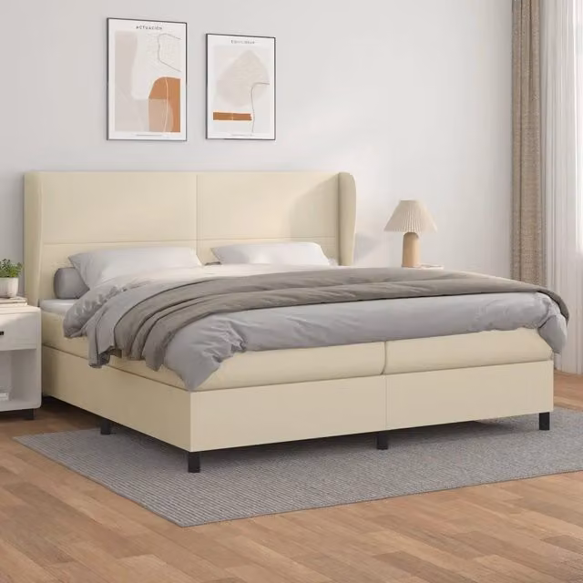 Giroletto a Molle con Materasso Crema 200x200 cm in Similpelle 3128933