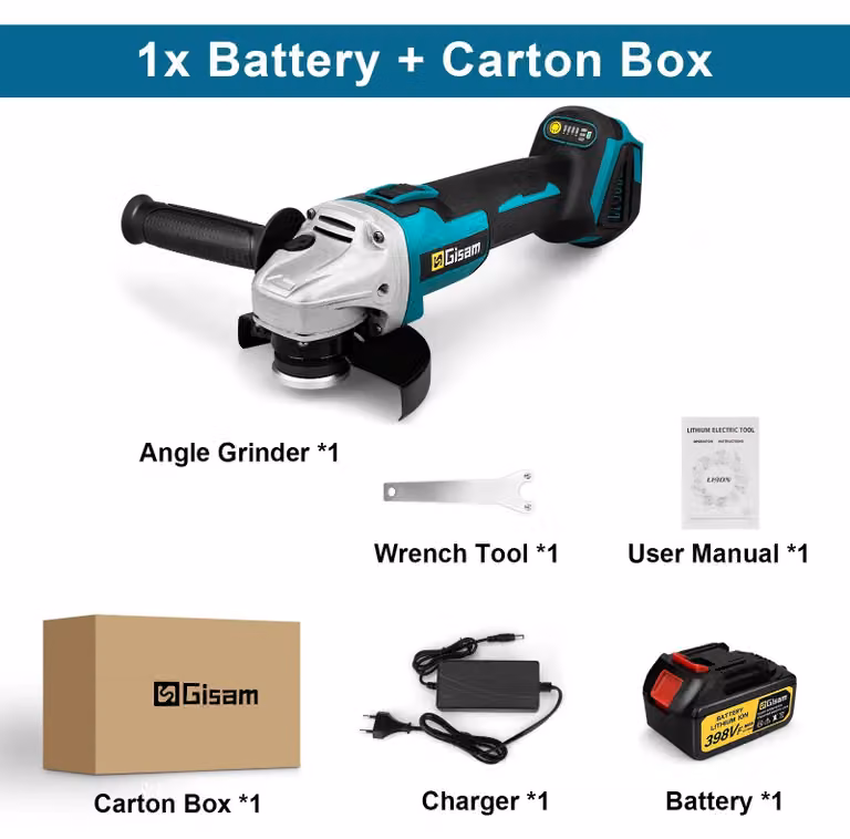 Smerigliatrice angolare a batteria da 125 mm - 18V - Motore brushless - 10000 giri/min - Velocità regolabile - Con 1 batteria