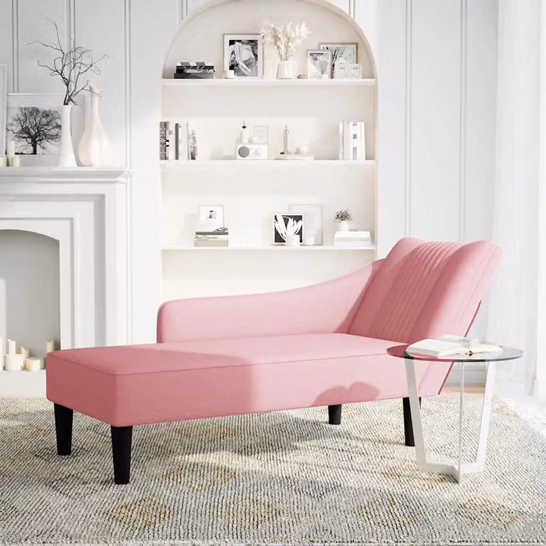 vidaXL Sdraio con Bracciolo Destro in Velluto Rosa
