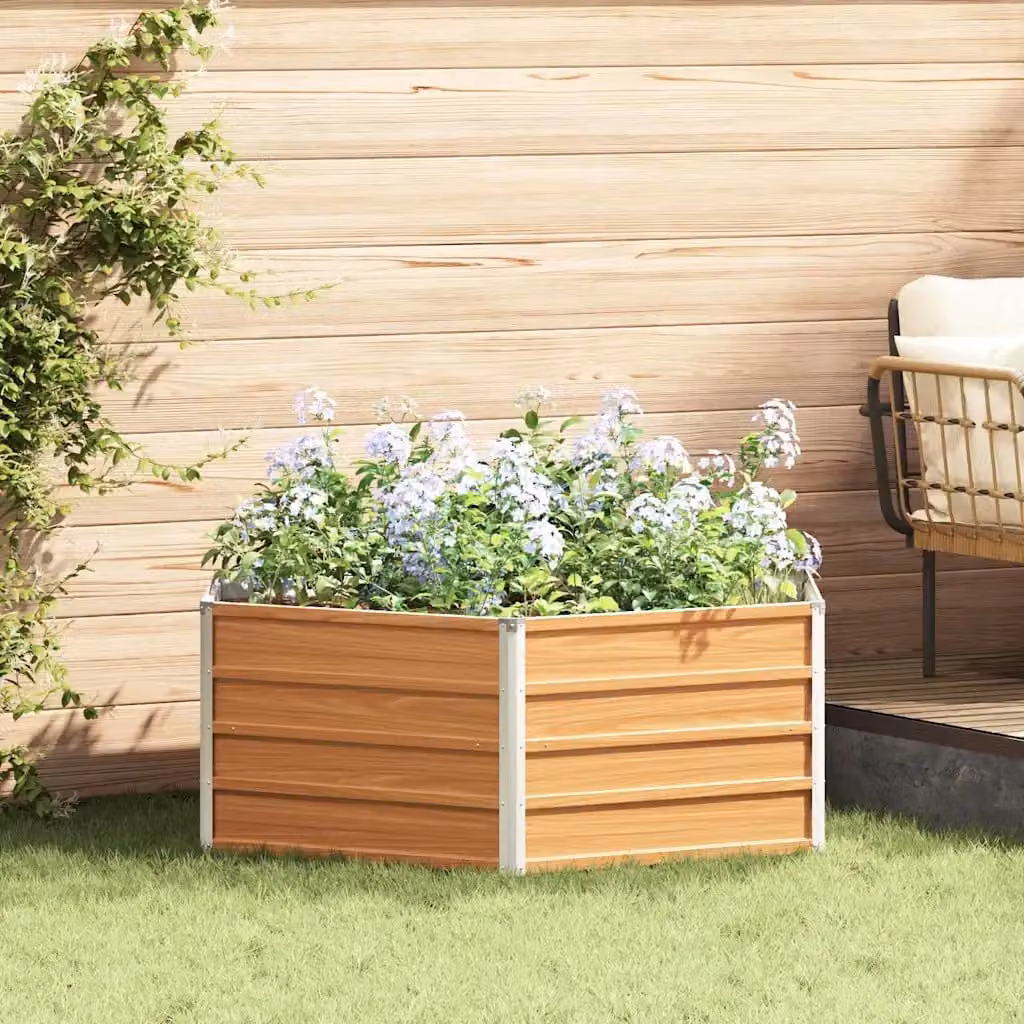 Letto rialzato da giardino vidaXL in acciaio corten color marrone L: 129 cm, P: 129 cm, H: 45 cm